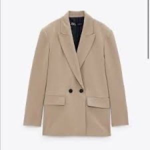 Zara oversized double breasted blazer tan sz xs